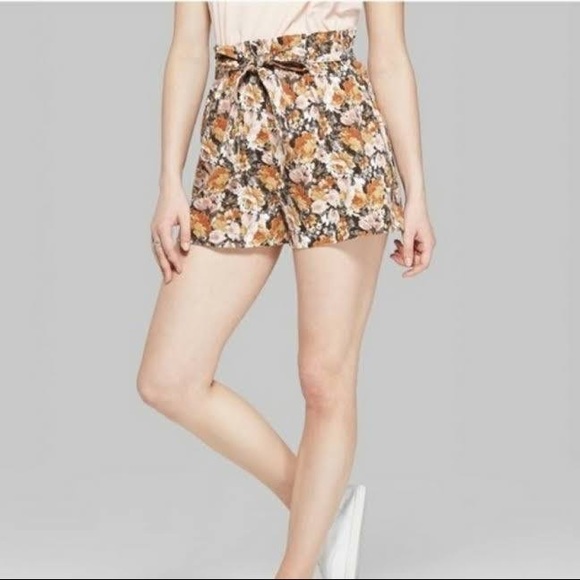 Wild Fable Floral Paper Bag Shorts 